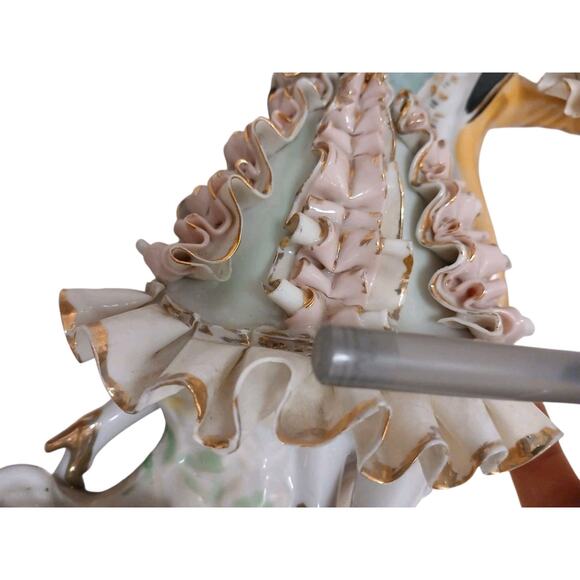 Antique German Amorous Dancing Couple Porcelain Figurine Waltz Beethovan ca 1890 - Picture 8 of 10